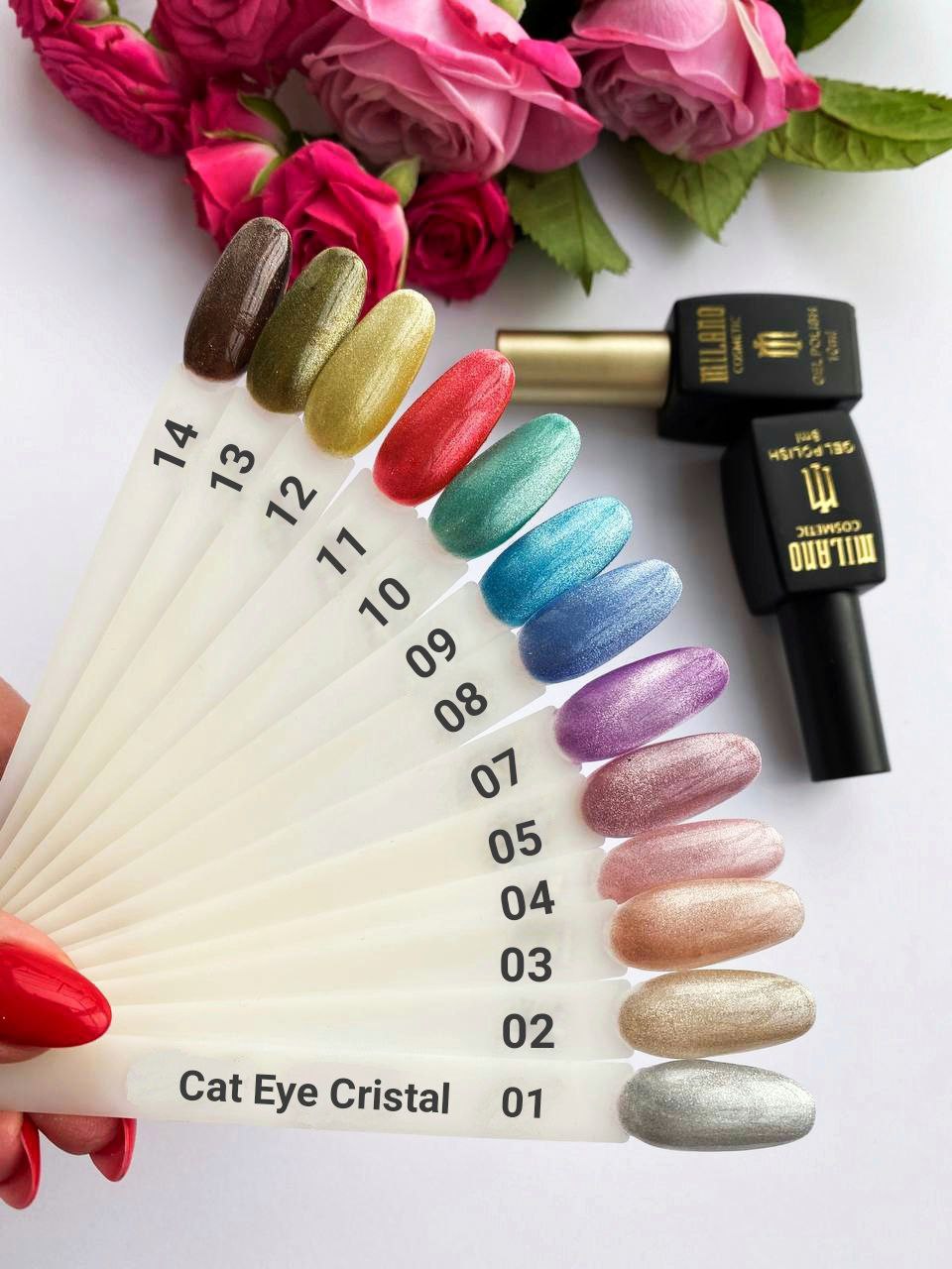 Gél lak na nechty Crystal Cat Eyes č. 17 Milano Cosmetic