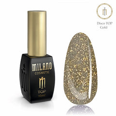 Zlatý reflexný vrchný lak na nechty Disco Gold Top Coat 10 ml Milano Cosmetic