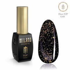 Zlatý reflexný vrchný lak na nechty Disco Gold Top Coat 10 ml Milano Cosmetic